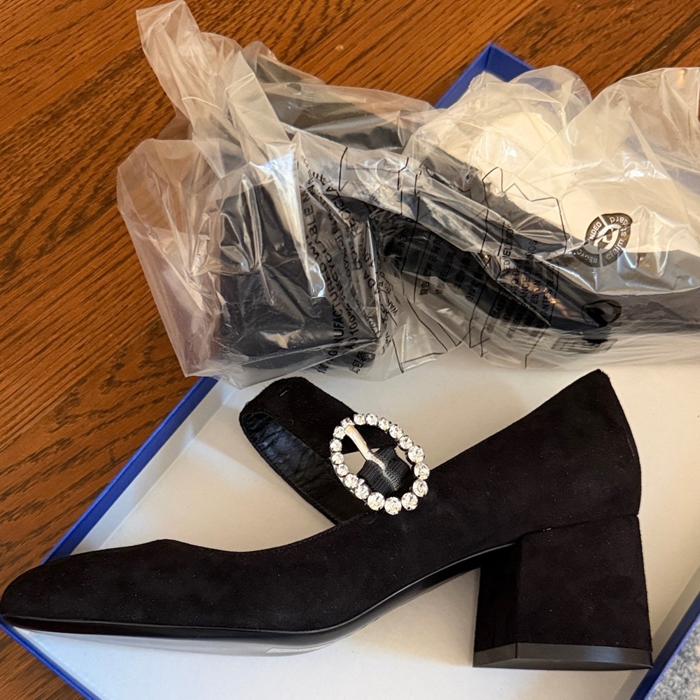 Brand new Stuart Weitzman black suede Sloane Mary Jane